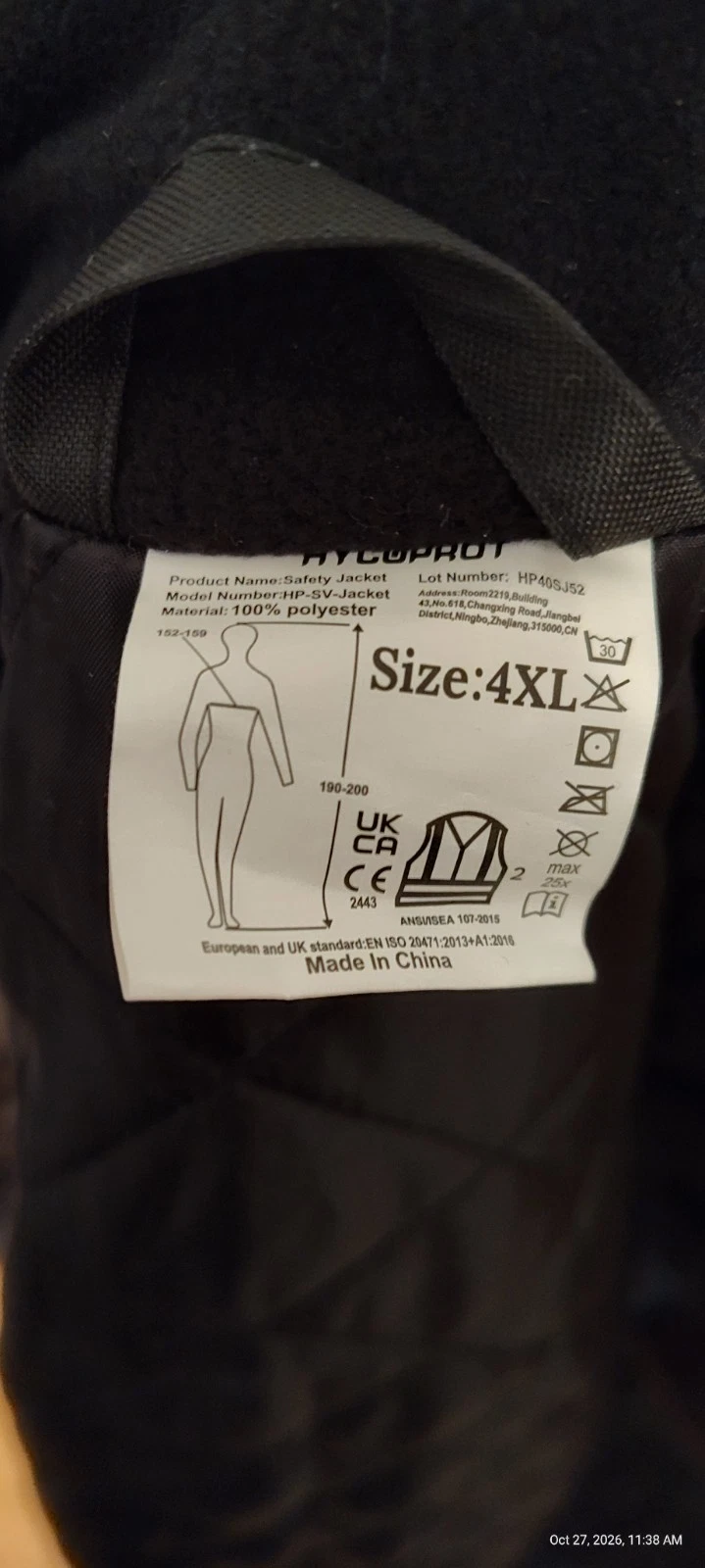 HYCOPROT Hi-Vis Class 3 Safety Jacket Size 4XL image 3