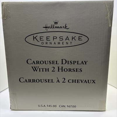 Hallmark Keepsake Carousel Display w/2 Horses & Lion   NEW   OPEN BOX