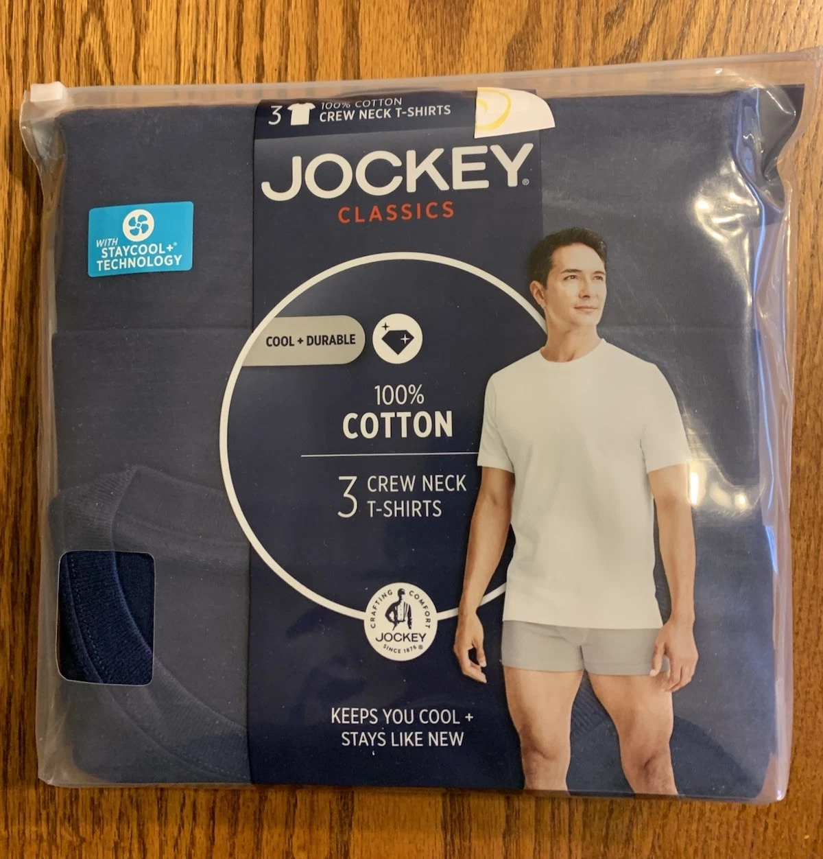 JOCKEY Mens Classic (3 PK) Navy Blue Crewneck S/S Undershirt M-2XL #9953 NIP