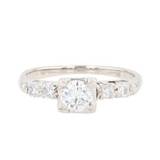 .59ctw Round Diamond Solitaire w/ Accents Engagement Ring 14k White Gold Size 5