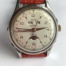 Montre vintage mémo lune,3ple date,GMT