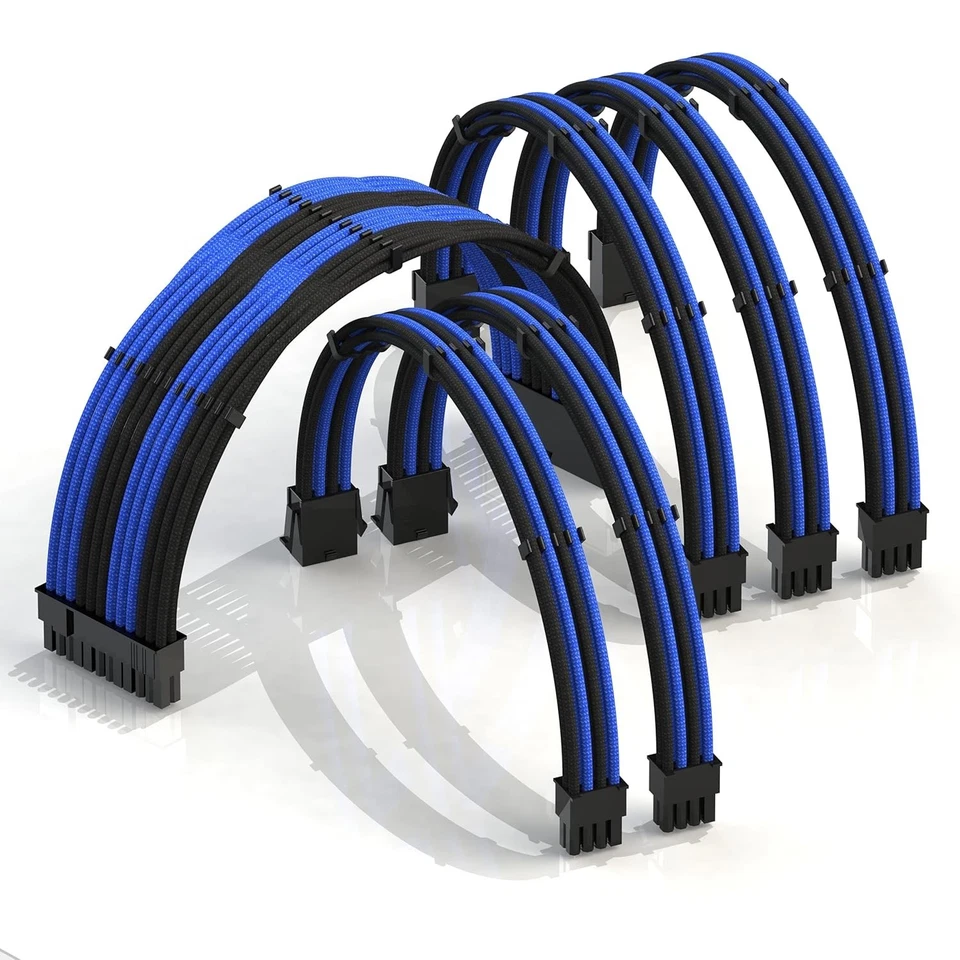 30cm Braided PSU Cable Extension w/ Comb Kit - BlackBlue - Image 3 of 4