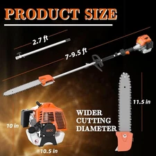 48CC 2-Stroke Gas Powered Pole Saws for Tree Trimming with11.5in Cutting Bar