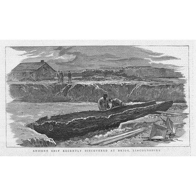 BRIGG Lincolnshire; Ancient Ship Recently Discovered - Antique Print 1886