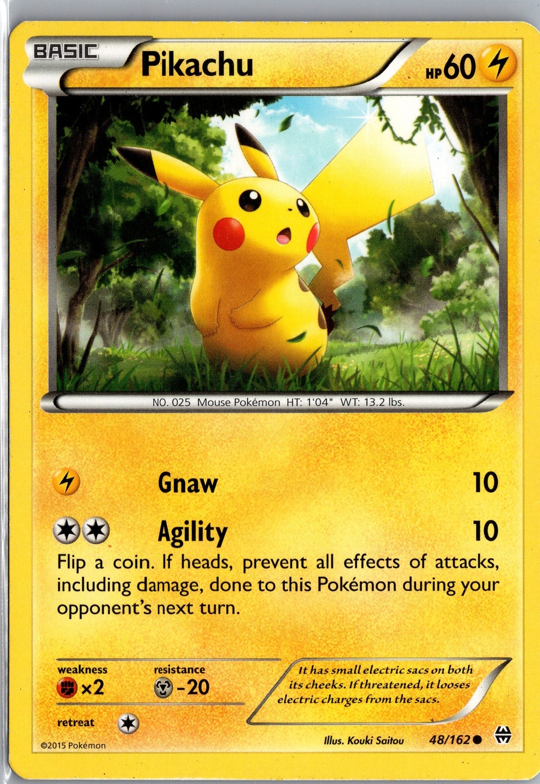 Pikachu 48/162 Common Pokemon Card XY Primal Clash (2015) HP