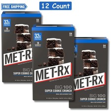 3Pack MET-Rx Big 100 High Protein Meal Replacement Bars Super Cookie Crunch 4 Ct