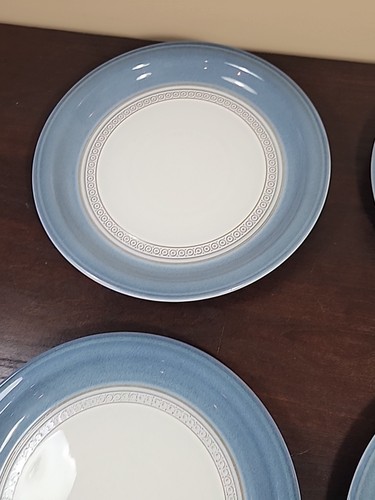 Juego de 4 platos de ensalada Denby Castilla azul 9 1/8" banda bronceada Inglaterra vintage - Imagen 4 de 10
