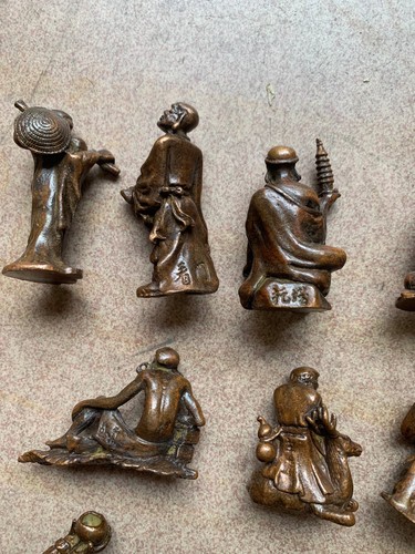 1Set (18 Pcs) Excellent Chinese Bronze Hand Made *Buddhist Saint* Statues - Picture 11 of 14
