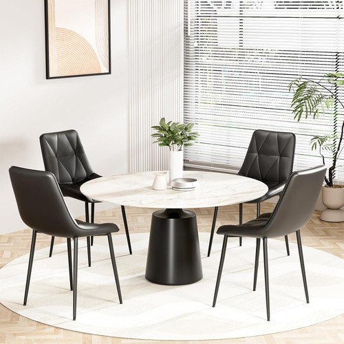 Dining Chairs Set of 2/4, PU Upholstered with Knocker Back Design, Metal Legs - Picture 11 of 12