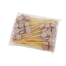 100Pcs Bamboo Cocktails Pick Long Handle Appetizer Toothpicks Bear Dessert Fork