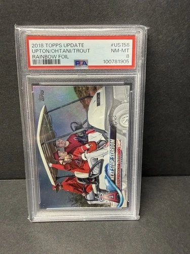 2018 MLB Topps Update Rainbow Foil US158 Mike Trout Shohei Ohtani PSA 8 RC Rook
