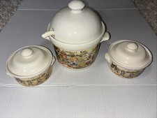 Vintage Campbell's Soup 5 Pc Set Bowl With Lid Spoon  2 Cups 1994 bldg/mer-eb 