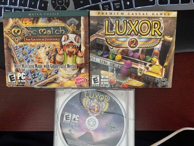 Lot of 3 PC CD Games Oberon Media Magic Match - The Genie's Journey  Luxor 2 & 3