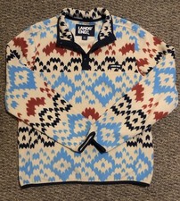 Lands' End Heritage Men's Fleece Jacket 1/4 Snap Neck Print Pullover Size M