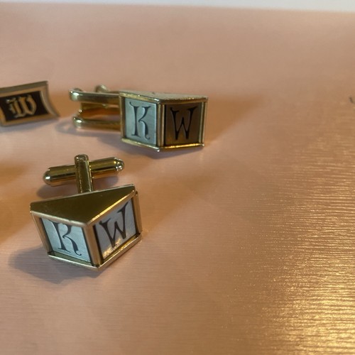 Hickok EE. UU. Para Hombres Gemelos Corbata Clips Monograma KW Tono Dorado - Imagen 15 de 17