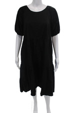 Everlane Womens Short Sleeve Scoop Neck Knee Length Shift Dress Black Size 4