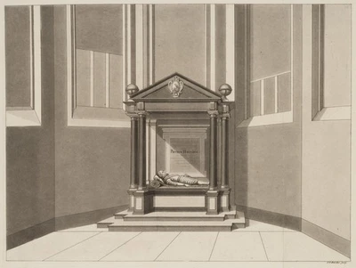 J. ZÜRCHER (1794-1882), Grabmal des Admirals Piet Hein, Aquatinta Biedermeier - Bild 1 von 4