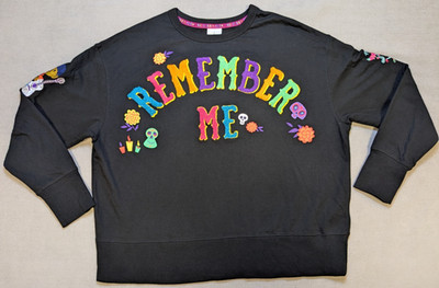Disney Coco Sweatshirt Womens Large Black Miguel Dante Embroidered Halloween