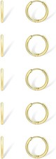 Dainty Small Gold Hoop Earrings for Women Set: 5 Pairs Lightweight 14K Gold Mini