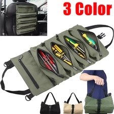 Multi-Purpose Tool Roll Up Bag Wrench Pouch Canvas Hanging Organizer w/ 5 Pocket