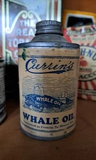 Antique Currins Whale Oil Tin, Seattle WA Full Paper Label, RARE, Huberds Grease