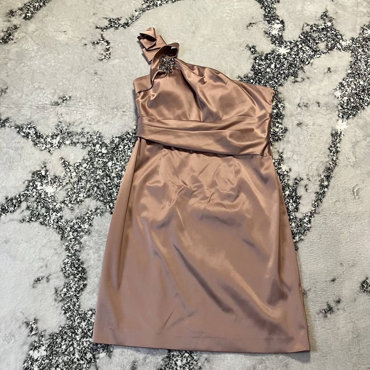 Cachet Dress Womens Size 12 One Shoulder Rose Gold Embellished Homecoming
