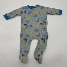 Koala Baby One Piece Toddler Boys 9M Gray Dino Aop Full Zip 100% Cotton.#36323