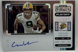 2022 Panini Contenders Christian Watson Prizm Variation Auto /49 On Card