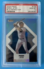 2006 Topps Finest #125 Derek Jeter Blue Refractor /299 PSA 10 Yankees HOF