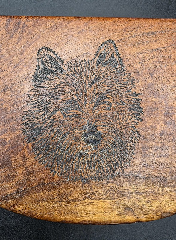 Vintage Hand Carved Burl Wood Norwich Terrier Jewelry Box