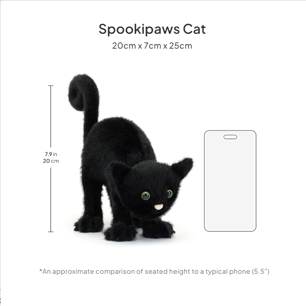 NWT Jellycat Authentic Spookipaws Cat Black Cuddly Toy Halloween