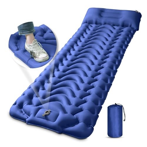 Sleeping Pad, Extra Thickness Inflatable Camping Sleeping Mat with Navy Blue - Picture 3 of 7