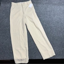 & Other Stories Cream High Waist Wide Leg Trousers Cuffed Hem Tailored Size 12