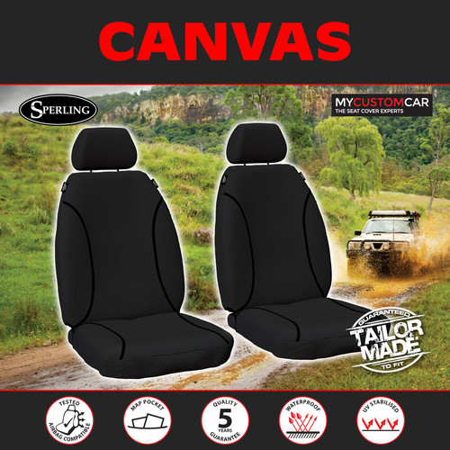 RAM 1500 2500 3500 Laramie 2018-2021 Canvas Black Custom FRONT Seat Covers - Picture 1 of 12