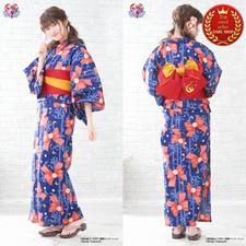 Sailor Moon Yukata Obi Set Navy Women Free Size Japanese Summer Kimono F/S