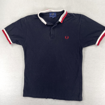 Fred Perry Polo Shirt Mens Small 38 Navy Blue Red White Twin