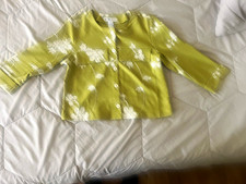 Other Stories S Green White Floral Knit Button Front V-Neck Cardigan Sweater