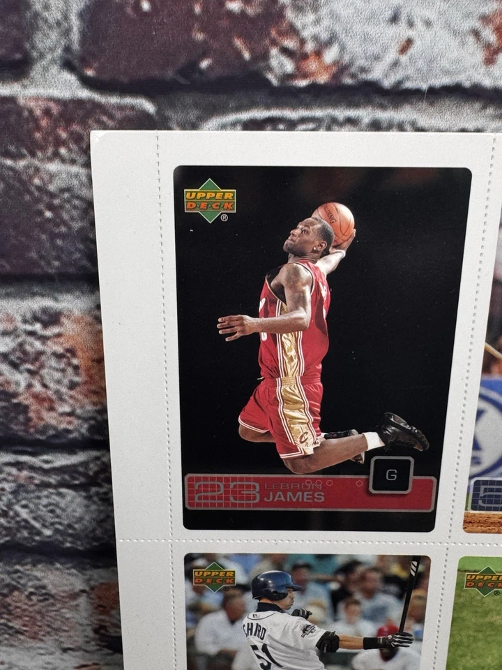 UNCUT Sheet of 2003 Upper Deck Sport Trading Cards Lebron Tiger Gretzky Jordan - Image 2 of 4