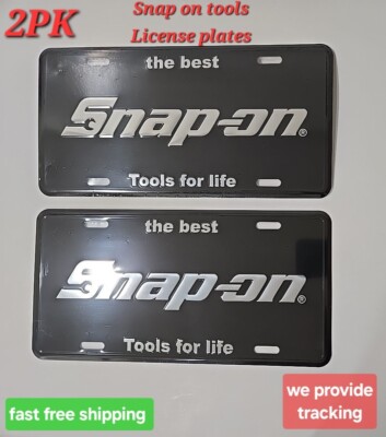 2PACK SNAP ON TOOLS License Plate BOX Chrome LOGO EMBLEM Gloss
