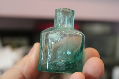 Antique, Teal, Octagon, Sheared Rim, Ink Well, Item # A - 4796