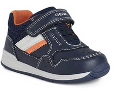Geox - Boy's Leather Trainers - Navy / Orange