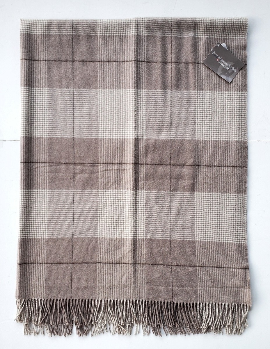 Lanerossi ウールブランケット Lanerossi Italy 100% Wool Beige Plaid Throw - NEW | eBay