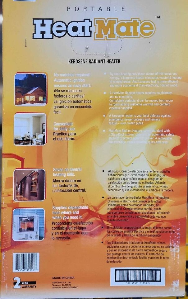 Sengoku HeatMate HMN110 Radiant Kerosene Heater White 785462752680