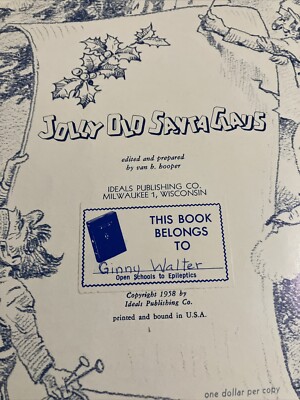 VTG 50s RARE JOLLY OLD SANTA CLAUS Paperback Book By Van B. Hooper