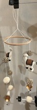 Felted Wool Mobile Child Baby Lama Alpaca Creme Brown Boho Decor Handmade 30