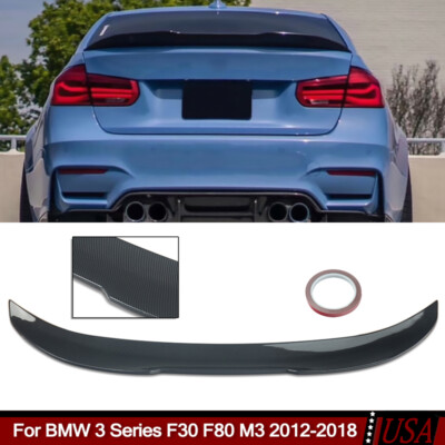 For BMW F80 M3 15-18 F30 12-18 Carbon Style Duckbill PSM Rear Trunk Spoiler Wing