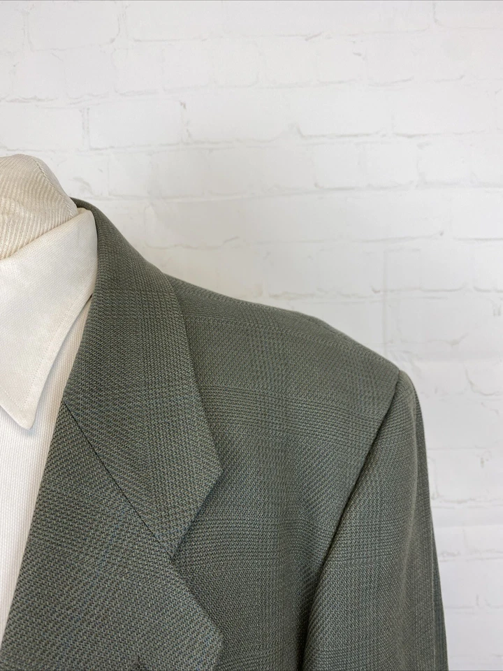 Blazer de lana a cuadros gris oliva Mani para hombre 42R $1,295 Foto 2 de 4