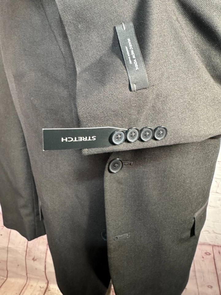 NUEVO MARC ANTHONY Hombres Negro ATHLETIC FIT ELÁSTICO Abrigo Deportivo Blazer Chaqueta 46S Foto 4 de 4