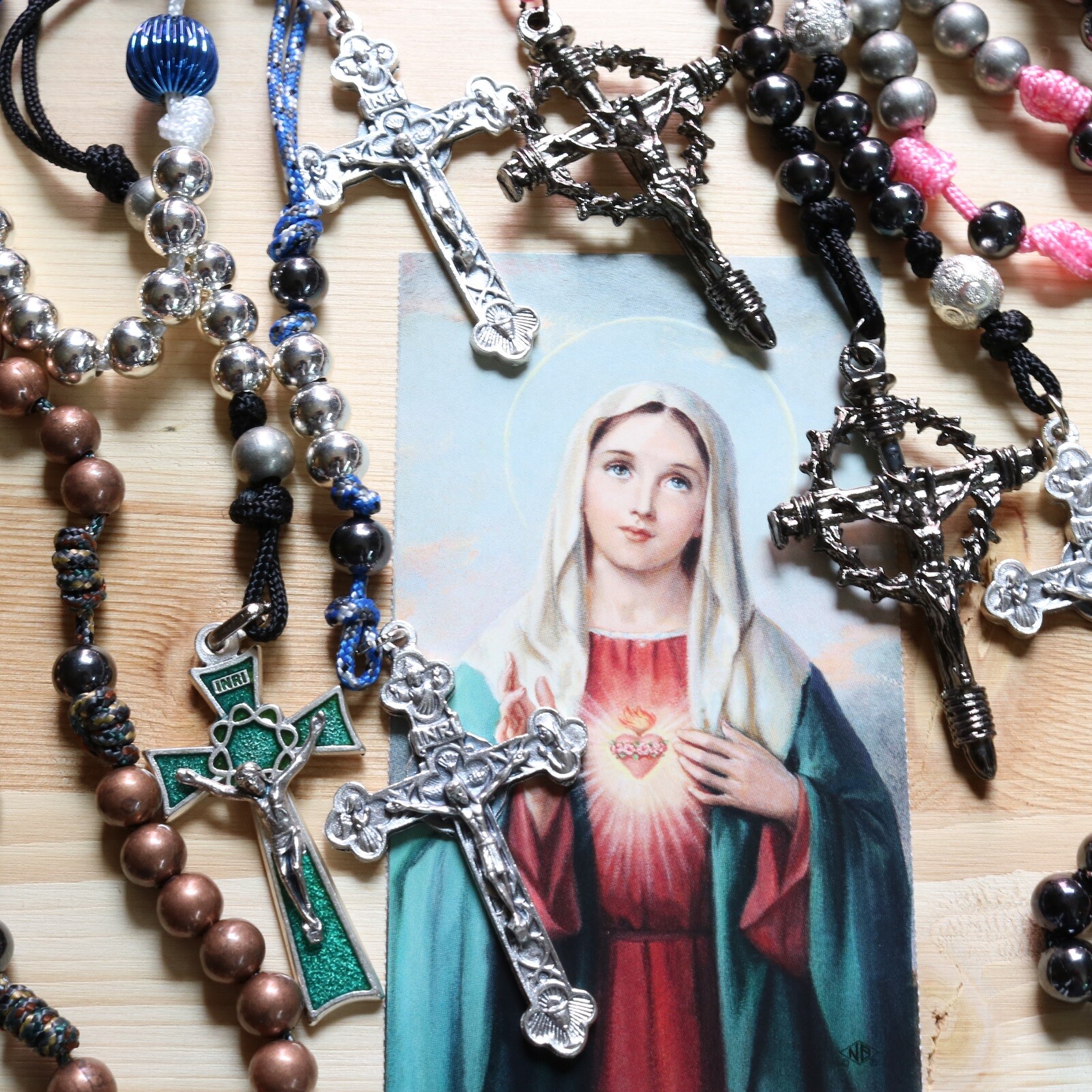 Rosary Camo Paracord Copper Steel Rope Cord Wearable Rosario Catholic ...