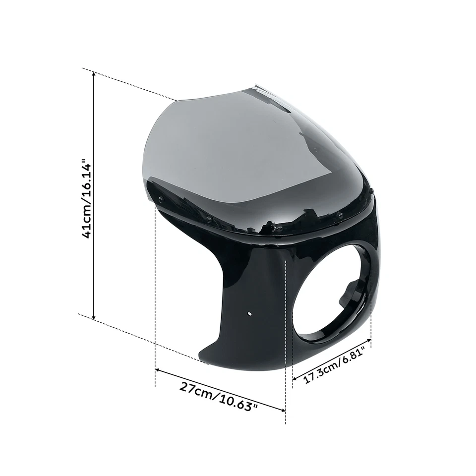 Universal Moto 7" Redondo Café Racer Faro Carenado Parabrisas Parabrisas Foto 3 de 4